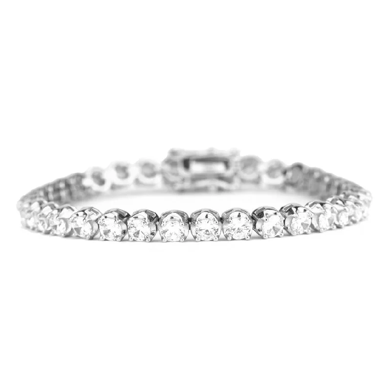 Women's silver-plated bangles-Diamond Buttercup Tennis Bracelet White Gold 4mm