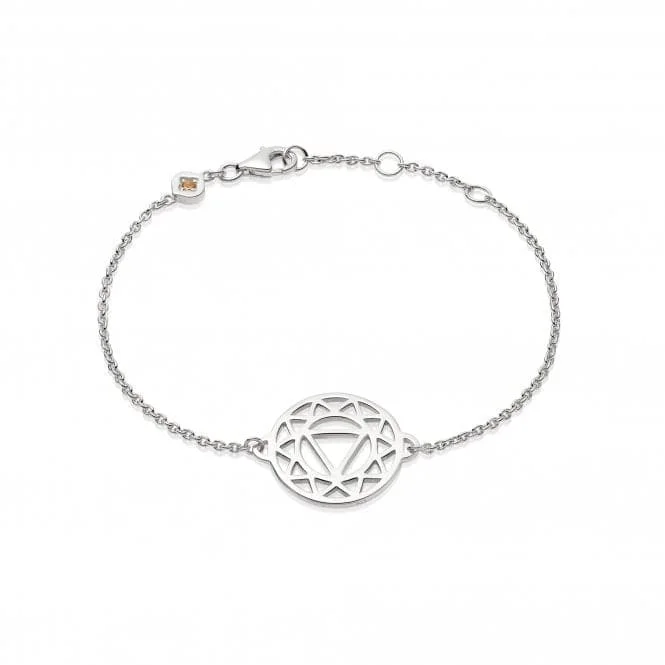 Women's Valentine's Day bangles-Solar Plexus Chakra Chain - Silver Bracelet CHKBR1010