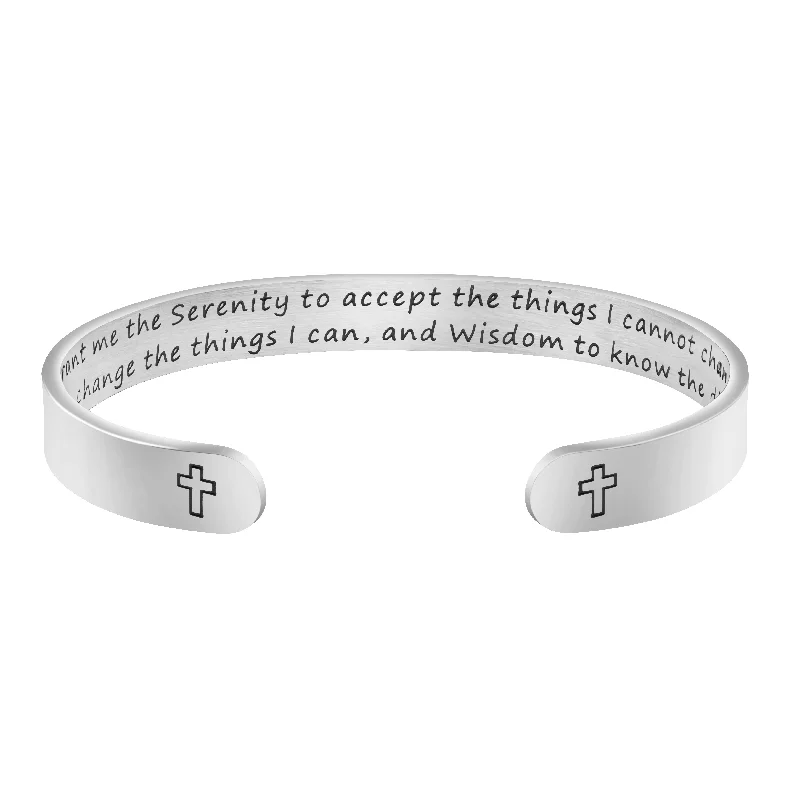 Women's minimalist bangles-Serenity Courage Wisdom Inspirational Christian Bracelet