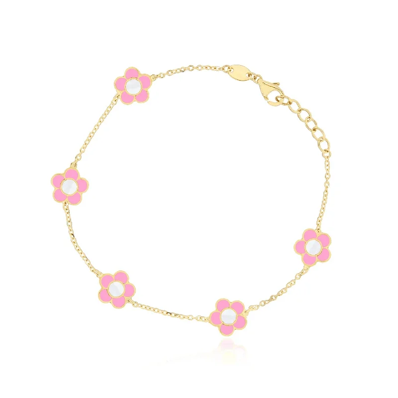 Women's seasonal bangles-Bubblegum Pink Daisy Bracelet