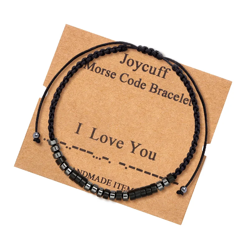 Affordable women's bangles-I Love You Morse Code Inspirational Bracelets Lover Gift