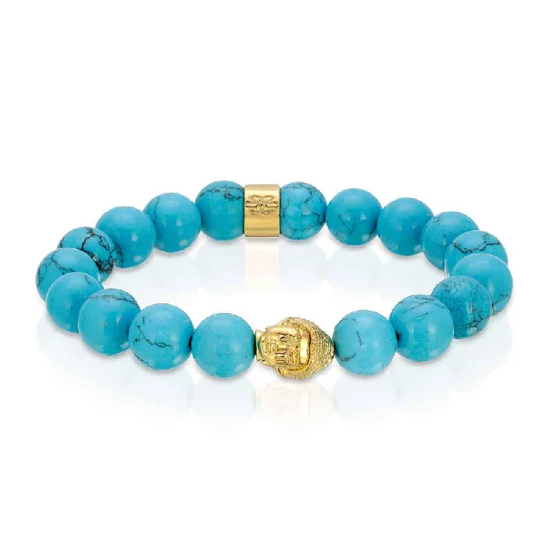 Vintage women's bangles-Turquoise Buddha Head Beaded Bracelet