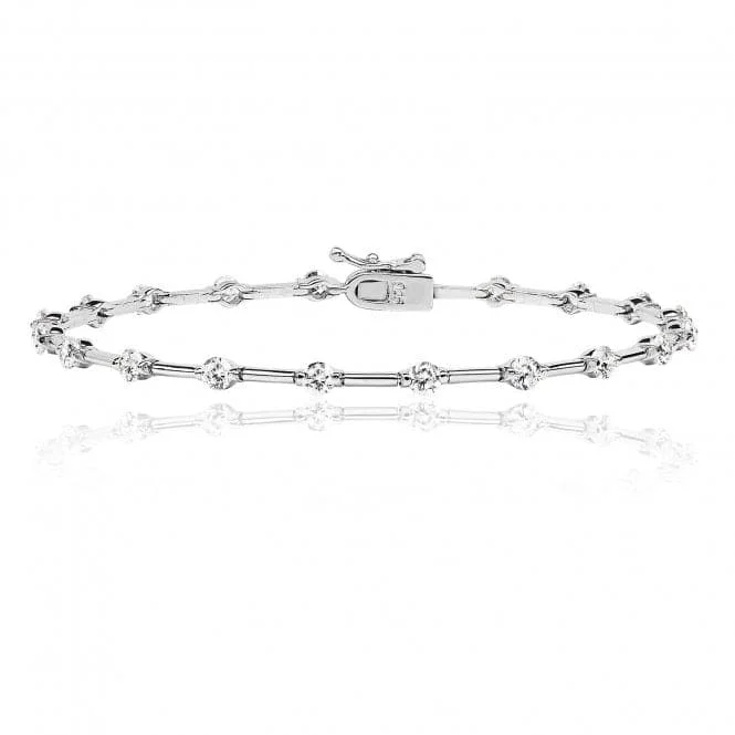 Women's charm bangles-Silver & Co Knife Wire Bracelet CZ Stones SBG0015