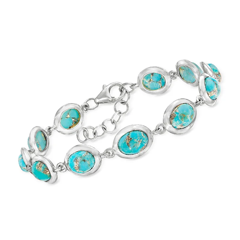 Women's heirloom bangles-Ross-Simons Turquoise Bracelet in Sterling Silver