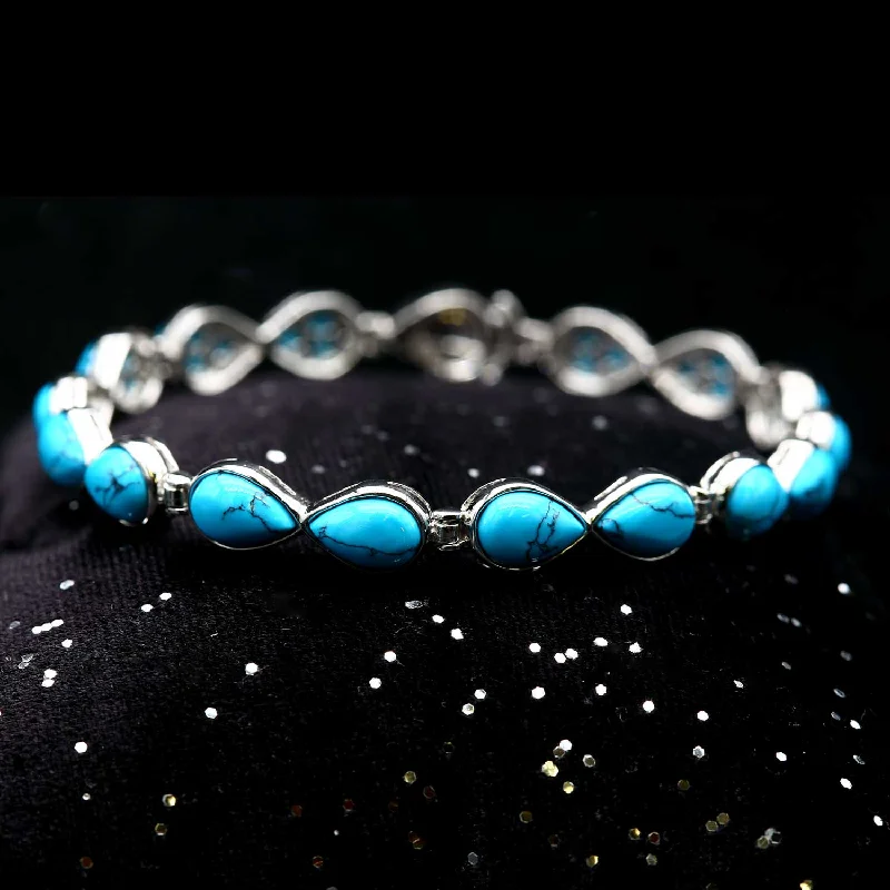 Women's religious bangles-Bracelet Turquoise en argent SPW034