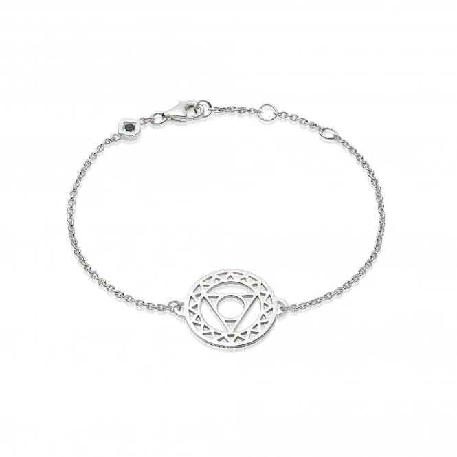 Women's formal bangles-Throat Chakra Chain - Silver Bracelet CHKBR1012