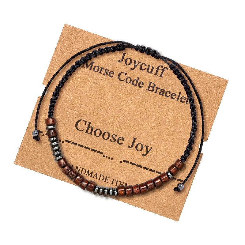 Women's mother-daughter bangles-Choose Joy Morse Code Bracelet for Women Inspirational Gift for Her