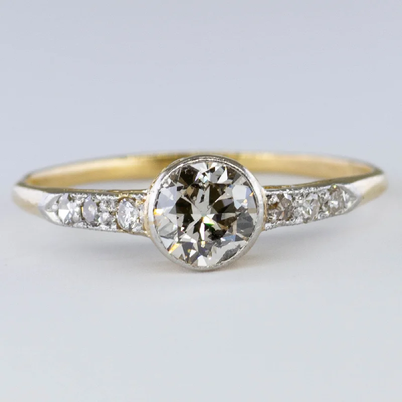 Women's mother-daughter rings-Art Deco 18K and Platinum Old European Cut Diamond Ring | 0.66 ctw | SZ 7.5 |