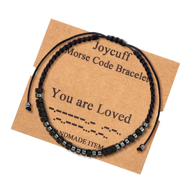 Vintage women's bangles-You are Loved Inspirational Morse Code Bracelet Gift for Mom Daughter Wife Sister BFF