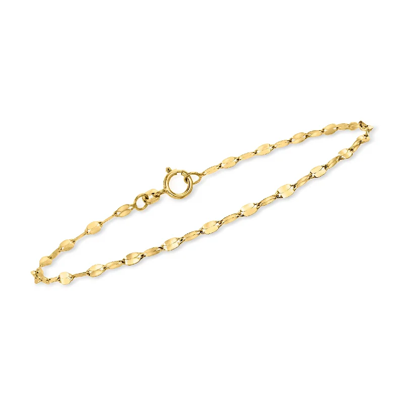 Women's silver bangles-Ross-Simons Italian 2.25mm 14kt Yellow Gold Lumachina Chain Bracelet